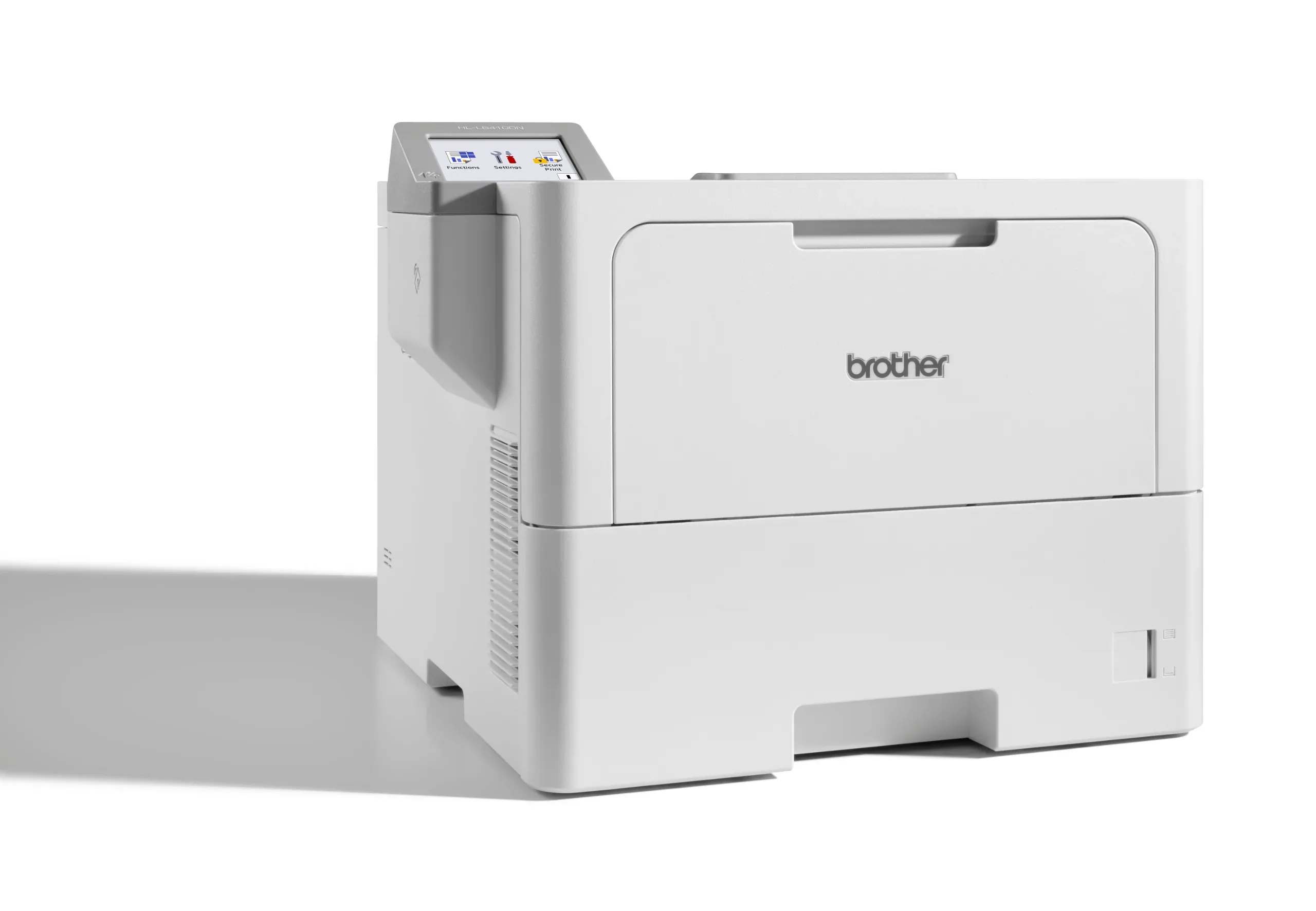 a white printer with a screen